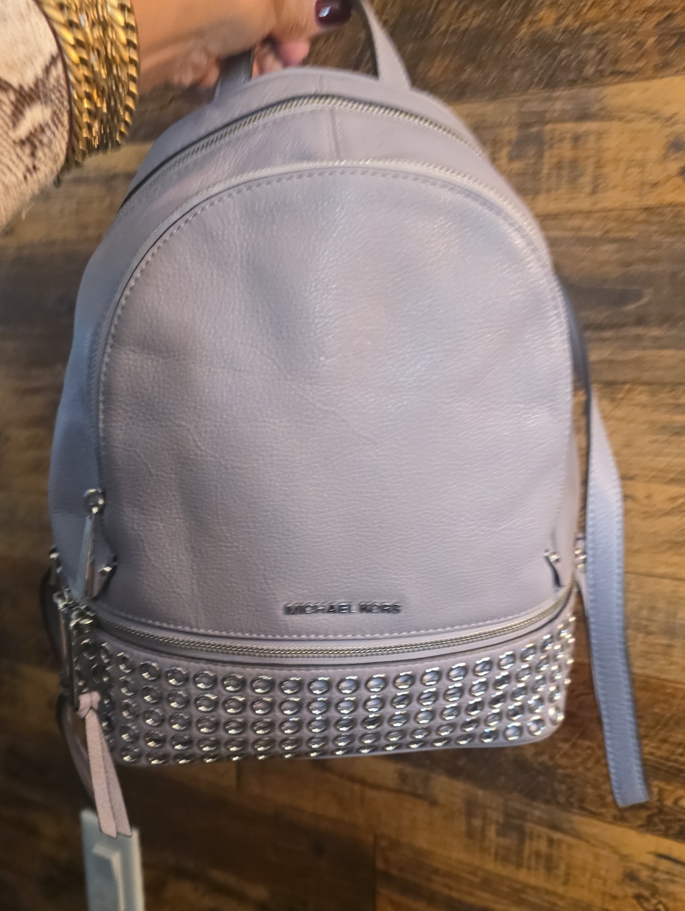 Michael Kors Lavender Pebbled Leather Studded Backpack